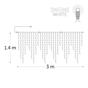 Guirlande stalactite LED blanc froid 3 x 1,4 m pour extérieur