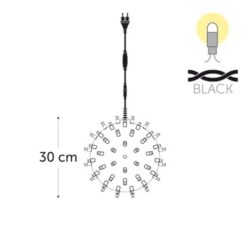 KERSTVERLICHTING - Lightball LED 30cm 110L warm white 7W outdoor 20 conn. (black wire) - LB-L-LED-230V-UW
