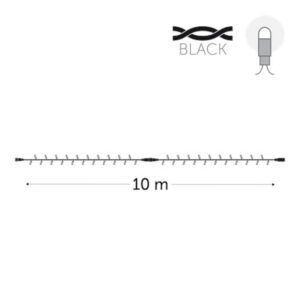 Guirlande lumineuse LED noire de 10 m sans fiche avec câble fin et ampoules espacées