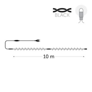 Guirlande LED extérieure blanche froide 10 m câble noir avec ampoules espacées