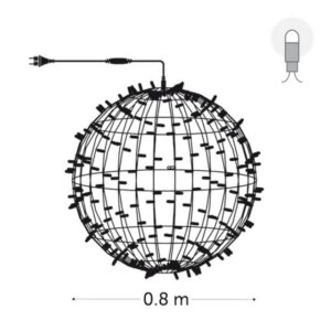 Boule lumineuse LED extérieure 80 cm blanc froid 74 W structure métallique noire