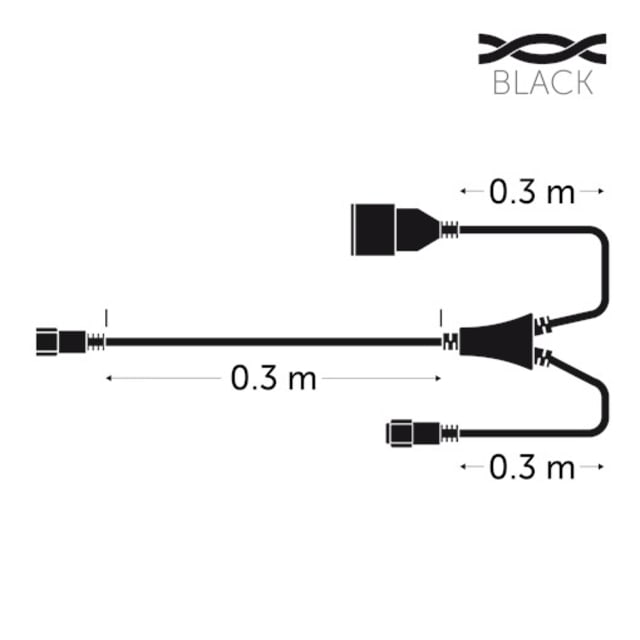 KERSTVERLICHTING Simply Connect Câble Y noir Câble connecteur en Y noir avec trois branches de 0,3 m