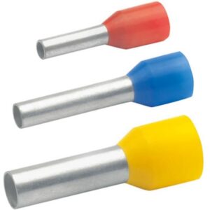 Douille terminale isolée cuivre 50 mm² 20 mm, embout rouge bleu jaune