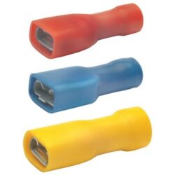 Détails visibles de Cosse plate femelle isolée PVC bleu 1,5-2,5 mm² pour Manchons de raccordement