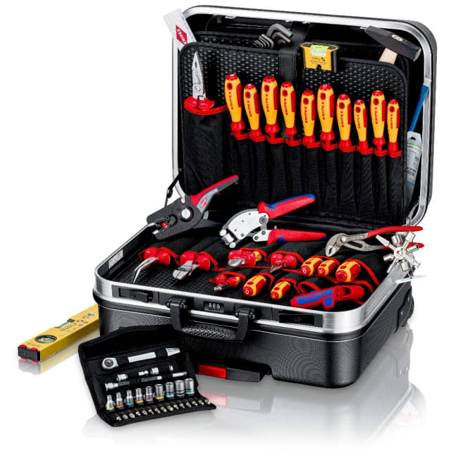 KNIPEX BIG Basic Move Coffret à outils Coffret à outils électro sur roulettes avec tournevis pinces clés douilles et niveau