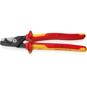 Pince coupe câbles isolée rouge et jaune avec lames noires et manches longs