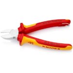 Pince coupante de côté VDE antichute 180 mm manches isolés rouge et jaune