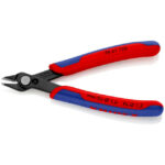 Pince coupante de précision électronique 125 mm avec poignées ergonomiques isolées rouge et bleu et tête noire