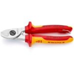 KNIPEX - Pince coupe-câbles Antichute VDE 165mm Ø 15mm chromée - 95 16 165 T