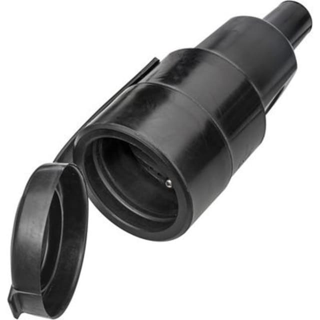 Kalthoff Fiche femelle caoutchouc 0452GU Fiche femelle caoutchouc à clapet 16A 250V terre noire avec capuchon de protection