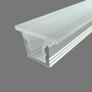Profilé LED en aluminium anodisé avec diffuseur opaque et rainures latérales
