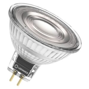 Ampoule LED MR16 GU5.3 6,8W gradable avec culot bipin et lentille facettée