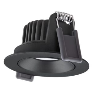 Spot encastrable LED noir orientable dimmable avec ressorts de fixation et dissipateur thermique aluminium