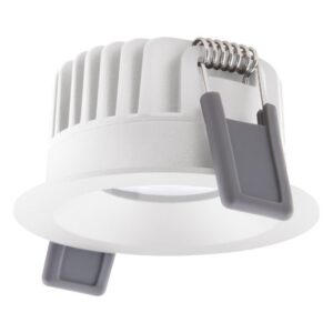 Spot encastrable blanc rond LED 8W avec ressorts de fixation et diffuseur circulaire