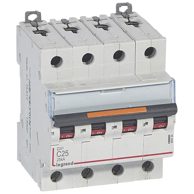 LEGRAND - Disjoncteurs DX³ 4P C 25A 400V - 25KA - 4 mod. - 409796 LEGRAND - Disjoncteurs DX³ 4P C 25A 400V - 25KA - 4 mod. - 409796