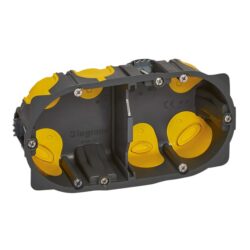 Boîte d'encastrement 2 postes 40 mm étanche avec joints jaunes et fixation pour cloison