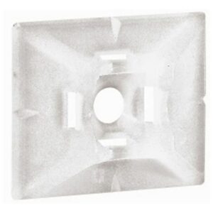 Embase adhésive incolore carrée pour collier 4,6 mm avec ouverture centrale