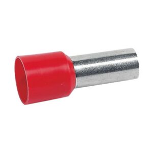 Embout de câblage 16 mm² avec collerette isolante rouge et fût métallique