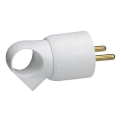 Détails visibles de Fiche électrique 2P+T avec anneau 16A blanc pour Fiches domestiques