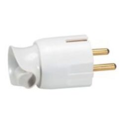 Détails visibles de Fiche électrique 2P+T orientable 16A blanche pour Fiches domestiques