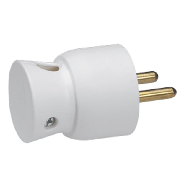 LEGRAND Fiche électrique 2P+T 16A blanc Fiche électrique 2P+T sortie latérale 16A blanc avec broches mâles et vis de serrage