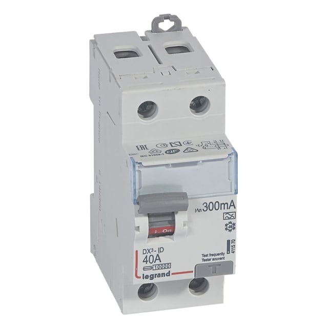LEGRAND - Interrupteur différentiel DX³ 2P 300mA 40A Type A - 2 modules - 411570 LEGRAND - Interrupteur différentiel DX³ 2P 300mA 40A Type A - 2 modules - 411570