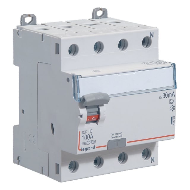 LEGRAND - Interrupteur différentiel DX³ 4P 30mA 100A Type A - 4 modules - 411763 LEGRAND - Interrupteur différentiel DX³ 4P 30mA 100A Type A - 4 modules - 411763