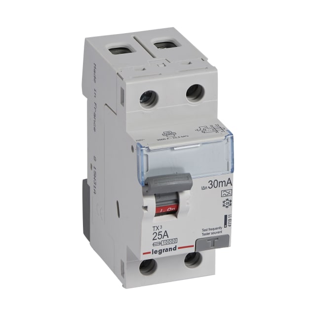 LEGRAND - Interrupteur différentiel TX³ 2P 30mA 25A Type A - 2 modules - 411911 LEGRAND - Interrupteur différentiel TX³ 2P 30mA 25A Type A - 2 modules - 411911