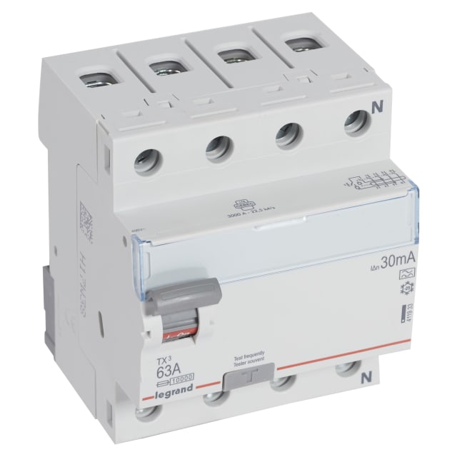 LEGRAND - Interrupteur différentiel TX³ 4P 30mA 63A Type A - 4 modules - 411933 LEGRAND - Interrupteur différentiel TX³ 4P 30mA 63A Type A - 4 modules - 411933