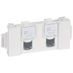 Prise double RJ45 Cat 5e UTP clip, finition blanc
