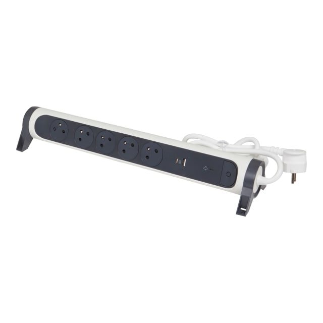 LEGRAND Multiprise parafoudre USB A C Multiprise parafoudre rotative avec ports USB A et C, 1 5 m, plusieurs prises, câble blanc