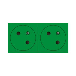 Prise double 2P+T affleurante 45° vert, surface brillant