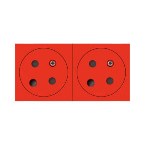 Prise double 2P plus T affleurante rouge avec détrompage 45 degrés