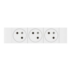 Détails visibles de Prise triple 2P+T affleurante Soluclip blanc pour Prises avec terre