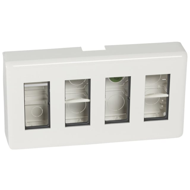LEGRAND Mosaic kit saillie 4x4 modules Kit saillie 4x4 modules blanc avec plaque finition et quatre fenêtres pour appareillage