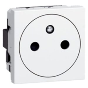 Prise de courant 2P+T affleurante blanc 2 modules avec obturateur central