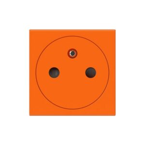 Prise affleurante 2P T orange antimicrobien avec deux alvéoles et terre centrale