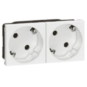 Prise double Schuko 2P T 10 16A 250V multisupport blanc