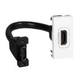 Prise HDMI préconnectée 1 module blanc, configuration visible
