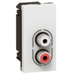Détails visibles de Prise double RCA femelle audio stéréo blanc pour Prises audios