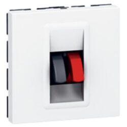 Prise haut-parleur 2 modules blanc, surface brillant