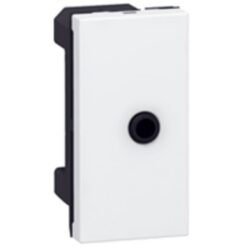 Prise jack 3,5 mm femelle blanc 1 module, configuration visible