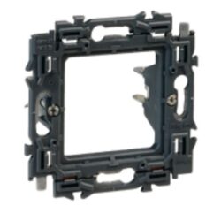 Support noir 2 modules à griffes avec fixation latérale et ouverture centrale carrée