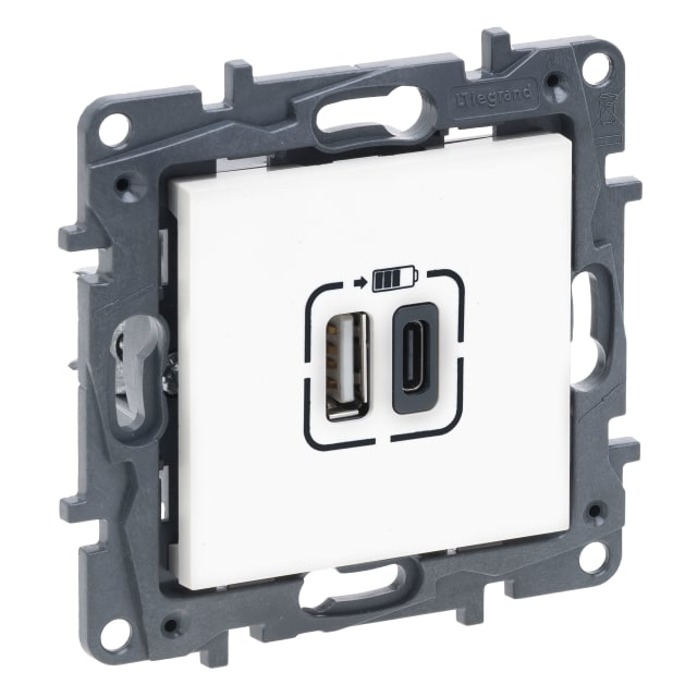 LEGRAND - Niloé 2xUSB A+C 3A-15W à griffes-blanc - NNP3403WH LEGRAND - Niloé 2xUSB A+C 3A-15W à griffes-blanc - NNP3403WH