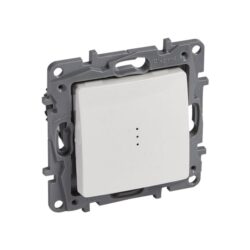 Poussoir à voyant blanc à griffes 6A 250V avec plaque grise et trois points lumineux