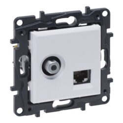 Prise TV RJ45 Cat6 à griffes blanc, configuration visible