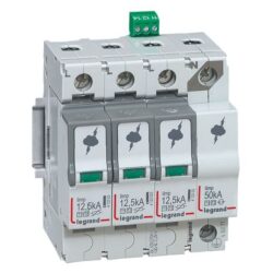 Parafoudre modulaire type 1+2 3P+N 12,5kA, montage Rail DIN 35 mm