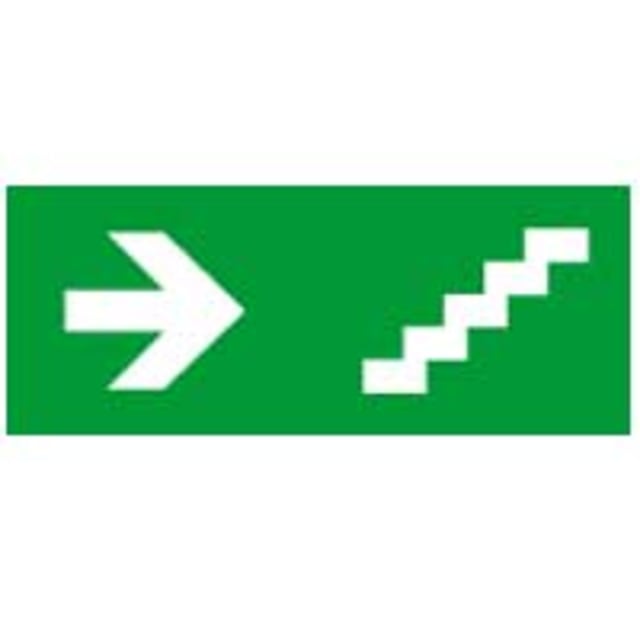 Pictogramme escalier LEGRAND S8 Pictogramme flèche blanche vers escalier sur fond vert