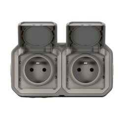 LEGRAND - Plexo GP double prise horizontale complet - gris - 070005
