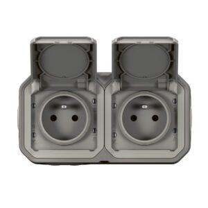 LEGRAND - Plexo GP double prise horizontale complet - gris - 070005